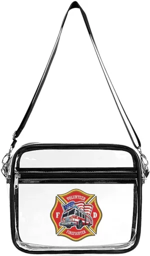 Firefighting Truck Large Crossbody Bag Clear Stadium Bag Anti-Theft Side Shoulder Bags Messenger Bag with 2 Compartments