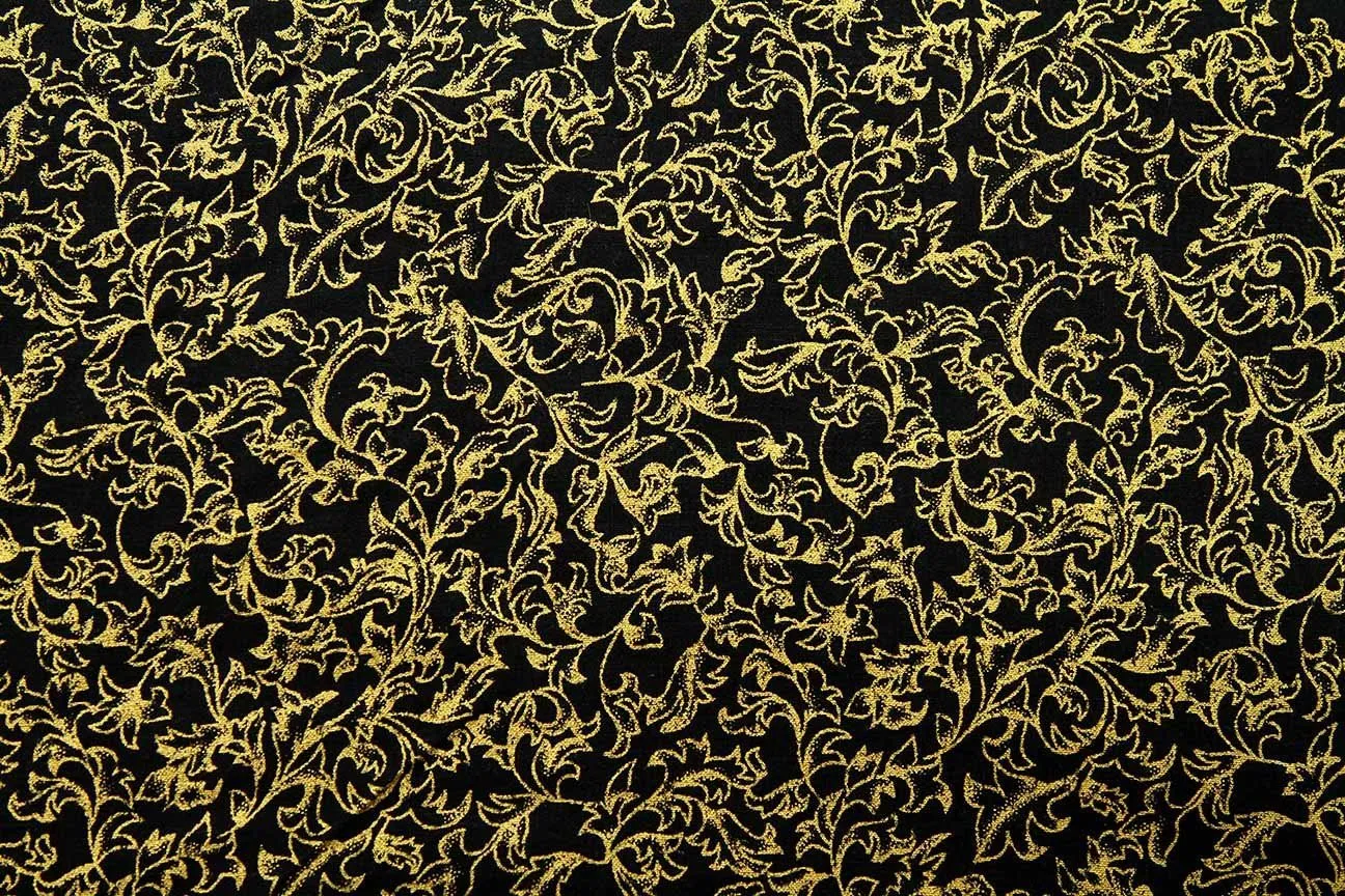 FL: Golden Leaves on Dark Navy Patchwork / Craft Fabric---OUT OF STOCK