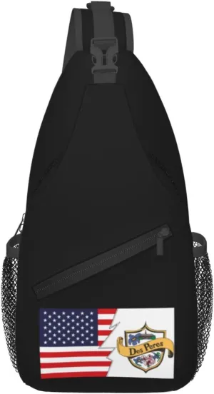 Flag Of Des Peres, Missouri And America Crossbody Bags For Women Men Chest Backpack Gym Shoulder Bag Travel Outdoor Sports Casual Crossbody Bags