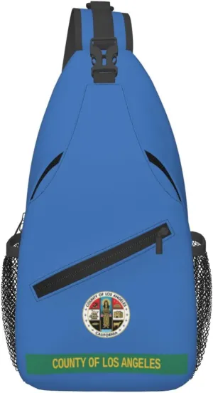 Flag Of Los Angeles County, California Crossbody Bags For Women Men Chest Backpack Gym Shoulder Bag Travel Outdoor Sports Casual Crossbody Bags