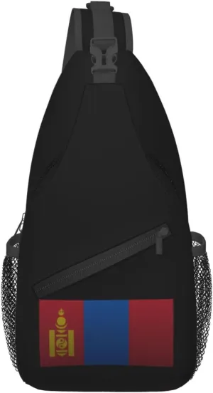 Flag Of Mongolia Knitting Effect Crossbody Bags For Women Men Chest Backpack Gym Shoulder Bag Travel Outdoor Sports Casual Crossbody Bags