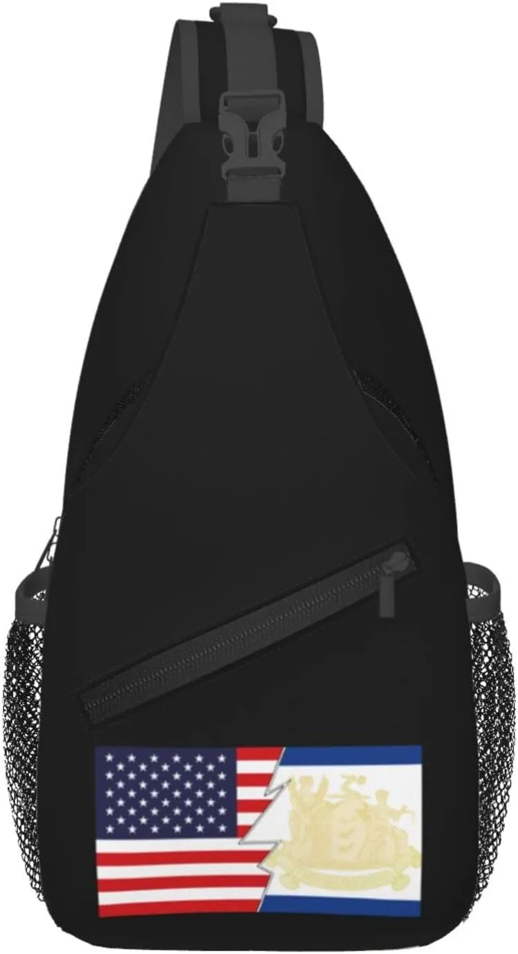Flag Of Newark, New Jersey And America Crossbody Bags For Women Men Chest Backpack Gym Shoulder Bag Travel Outdoor Sports Casual Crossbody Bags