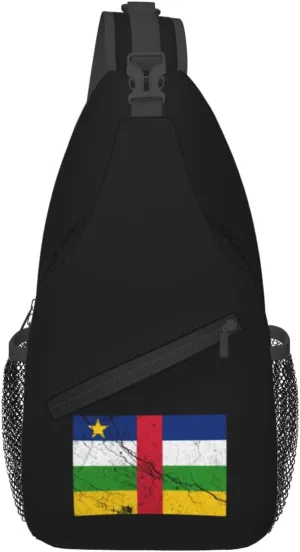 Flag Of The Central African Republic Texture Effect Crossbody Bags For Women Men Chest Backpack Gym Shoulder Bag Travel Outdoor Sports Casual Crossbody Bags