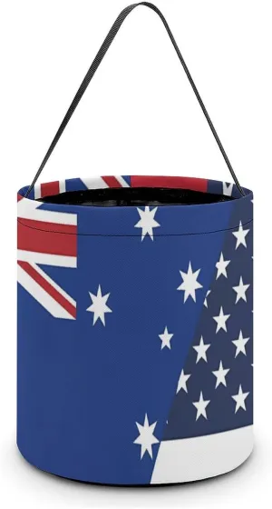 Flag of USA Australia Flag Funny Easter Eggs Baskets with Handle Bucket Tote Storage Bags for Party Gifts