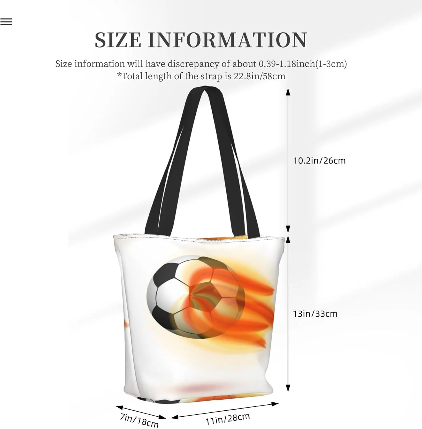 Flaming Soccer Ball Tote Bag for Women, Travel Tote Handbags for Gym