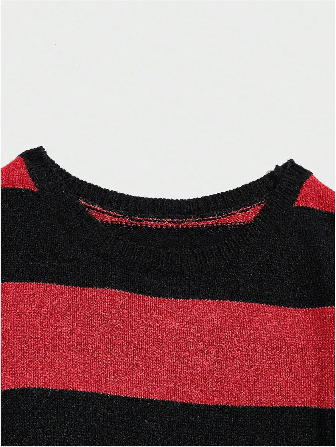 Floerns Men's Striped Pullover Sweater Colorblock Crew Neck Knit Casual Tops