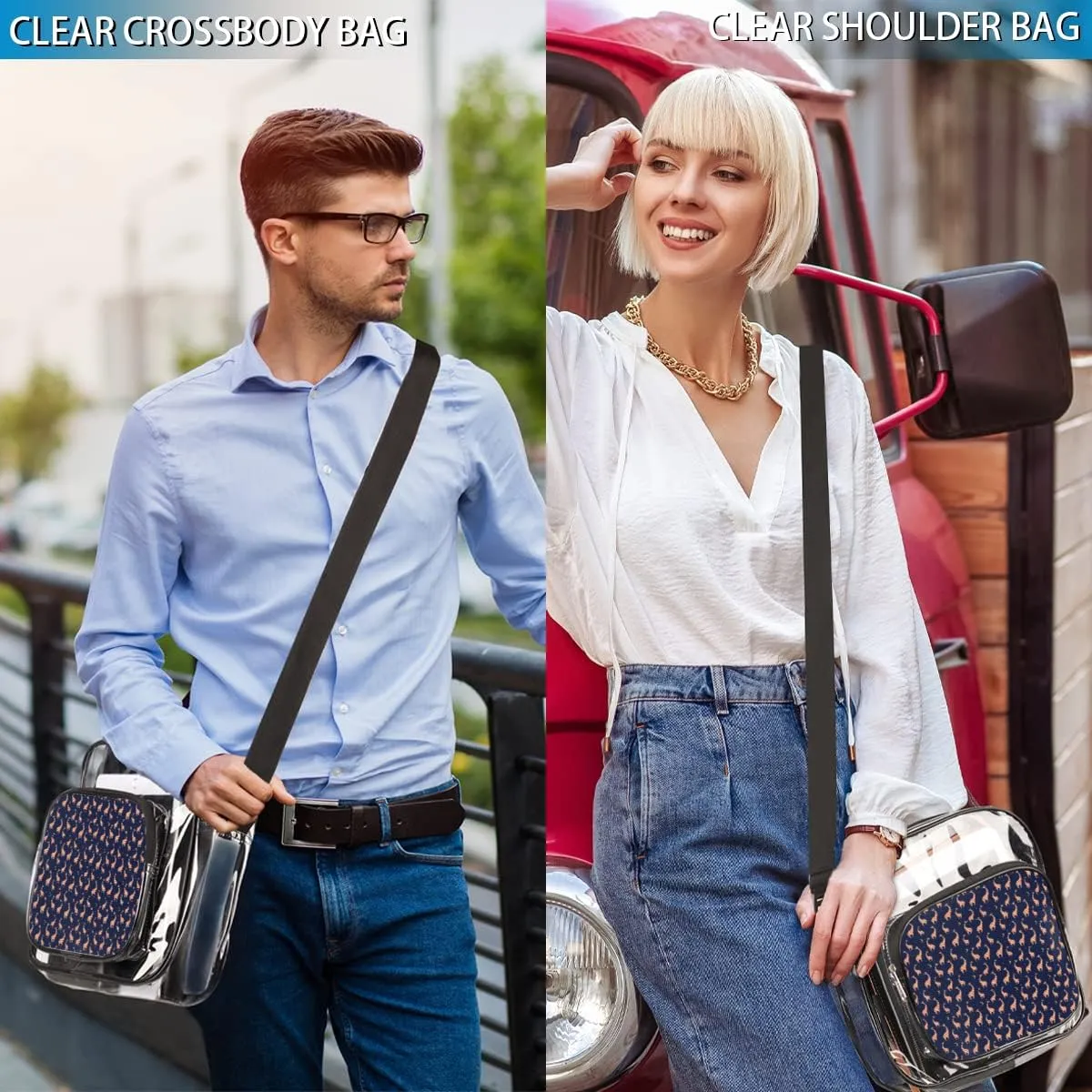 Floral A Letter Clear Crossbody Bag Clear Messenger Bag Shoulder Bags Clear Purse Stadium Approved