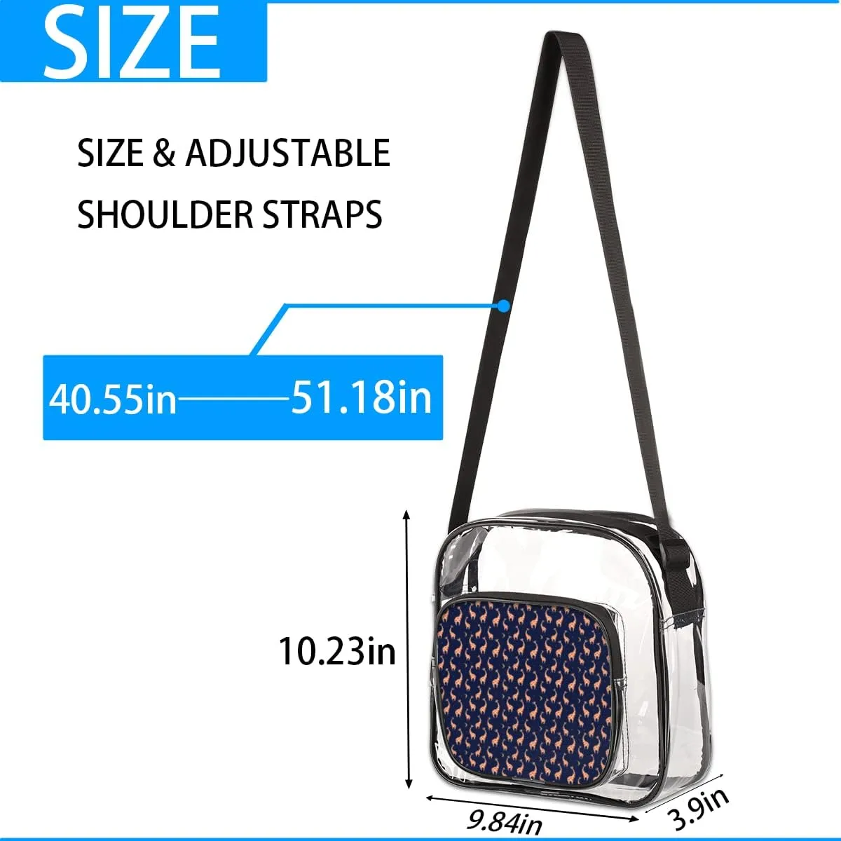Floral A Letter Clear Crossbody Bag Clear Messenger Bag Shoulder Bags Clear Purse Stadium Approved