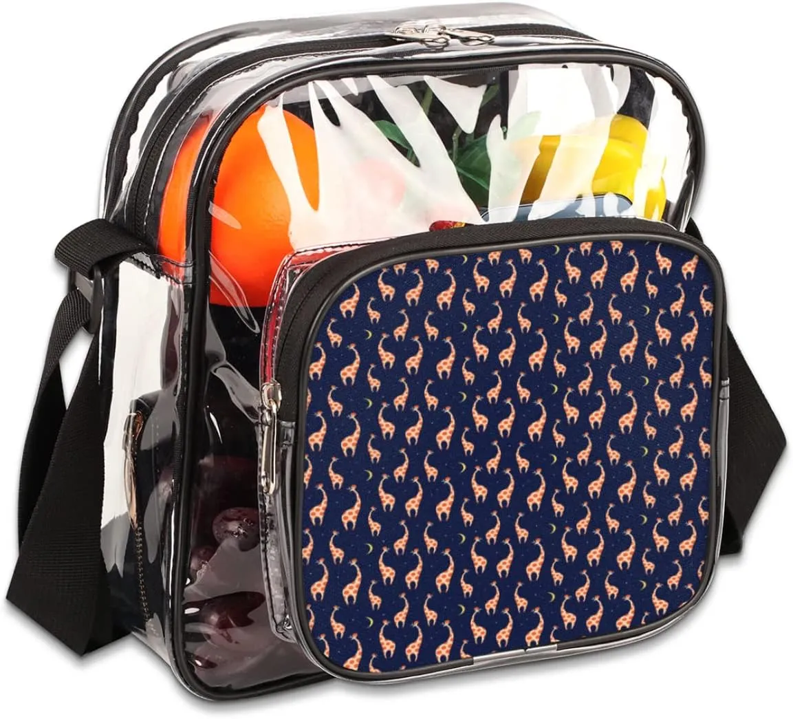 Floral A Letter Clear Crossbody Bag Clear Messenger Bag Shoulder Bags Clear Purse Stadium Approved