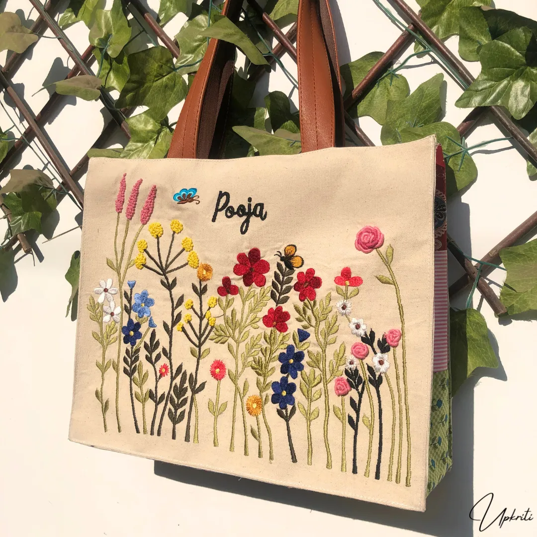 Floral cascade box tote