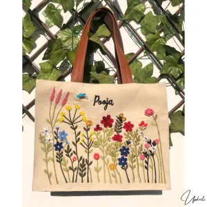 Floral cascade box tote