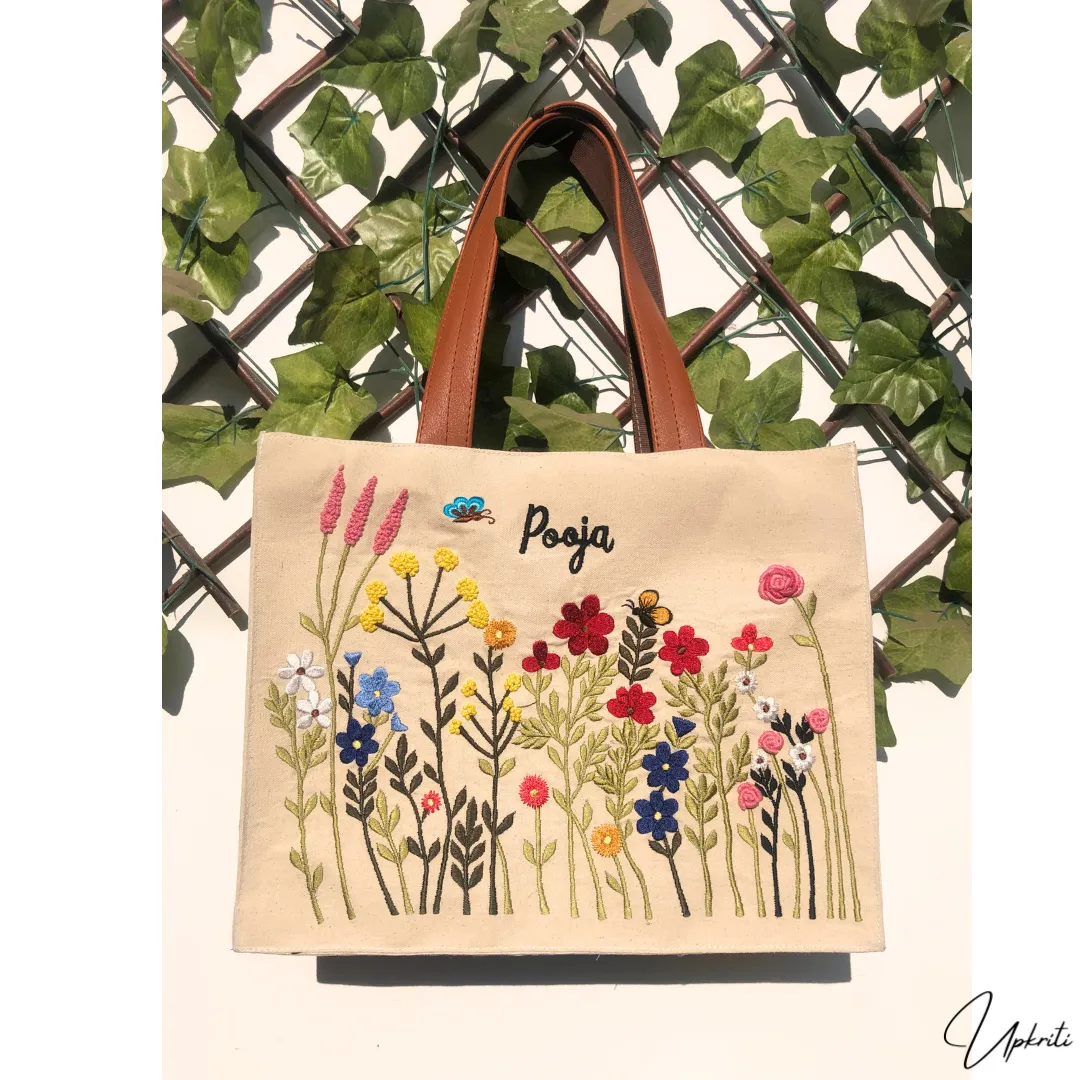 Floral cascade box tote