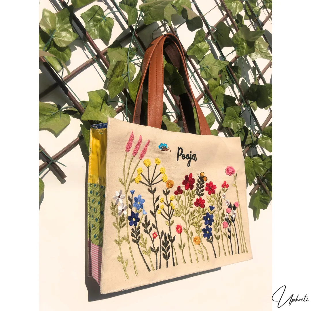 Floral cascade box tote