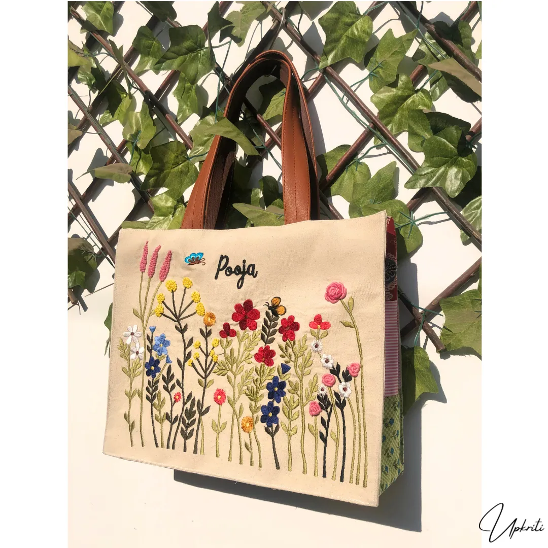 Floral cascade box tote