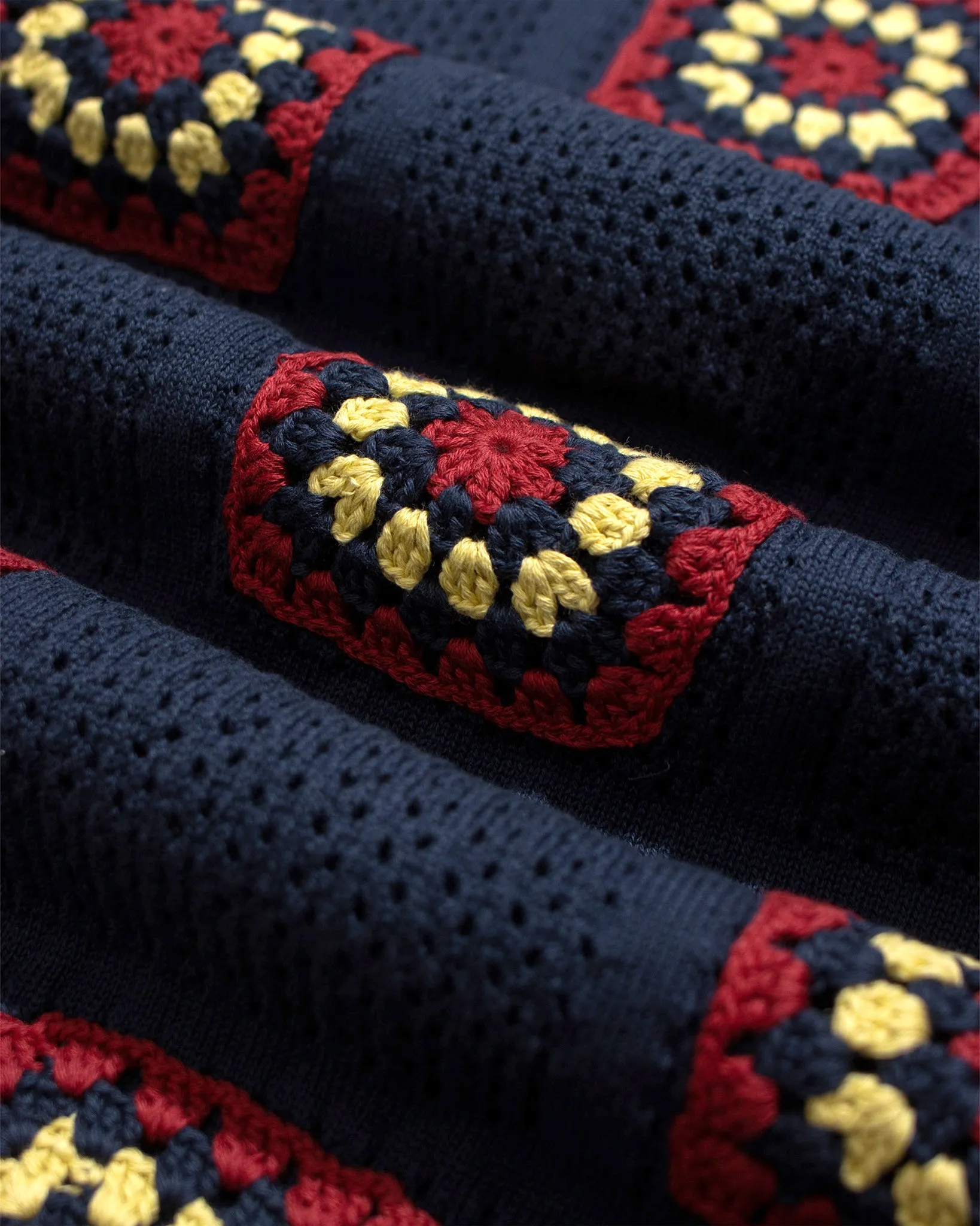Floral Crochet Cardigan - Navy Iris