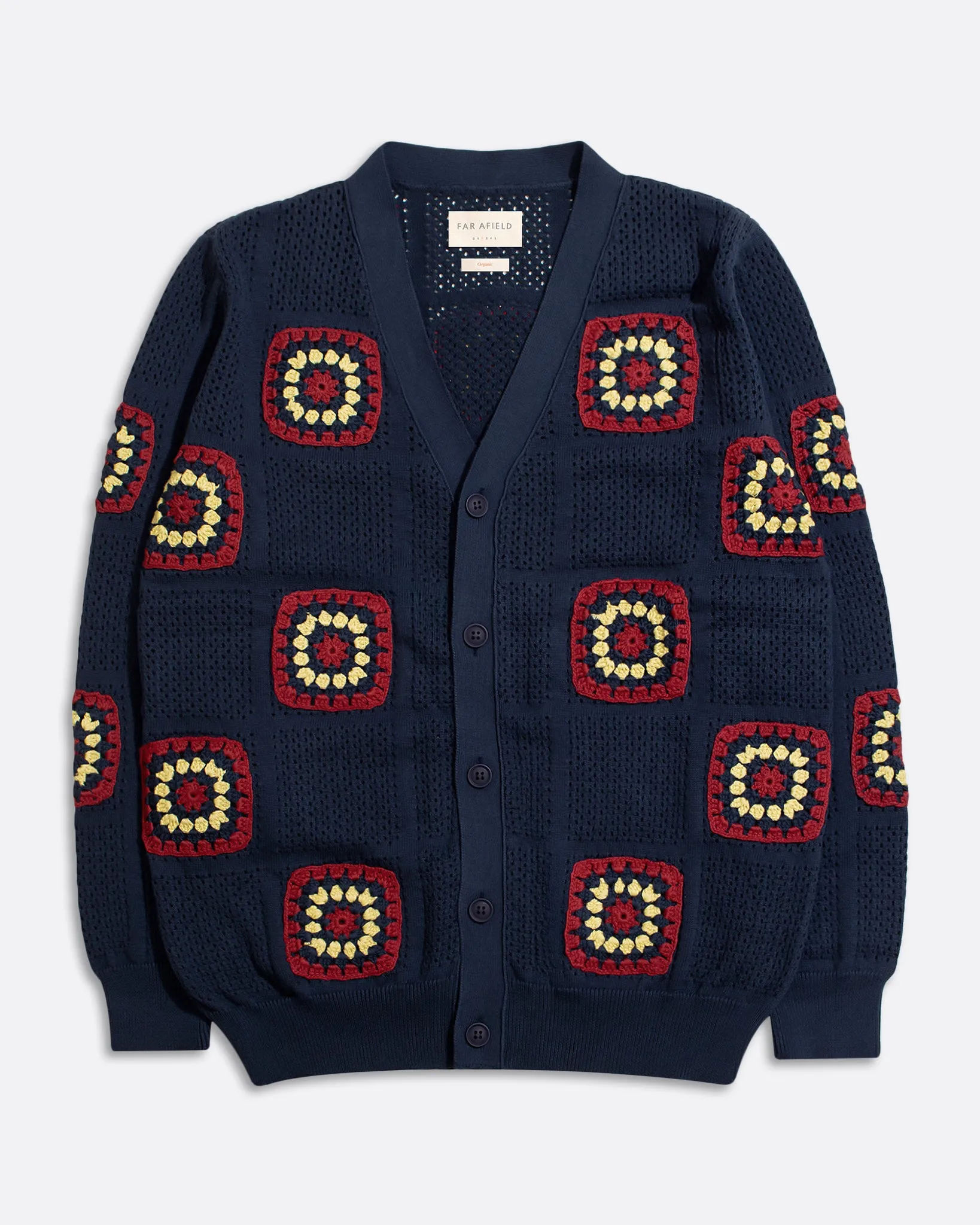Floral Crochet Cardigan - Navy Iris