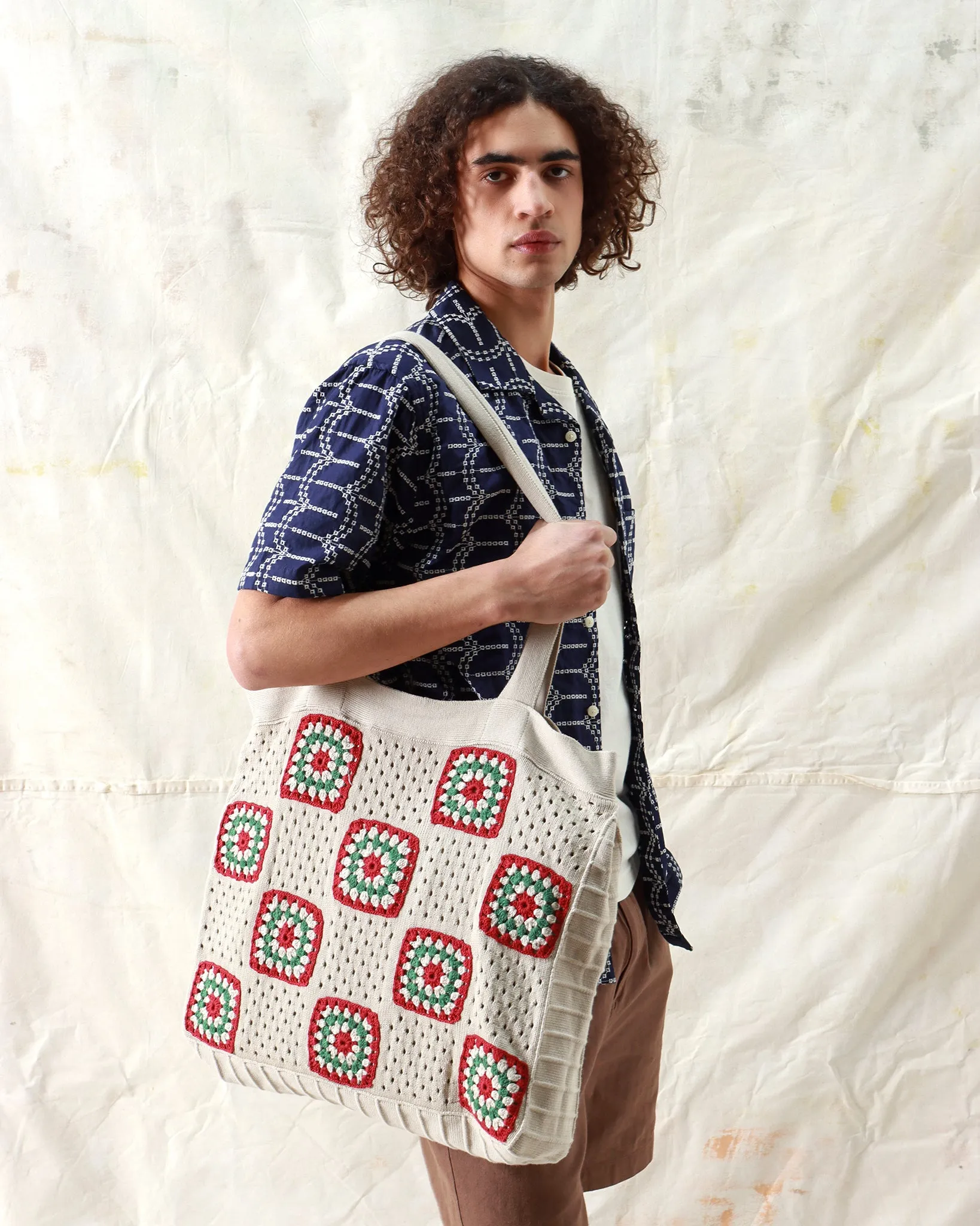 Floral Crochet Tote - Peyote Sand