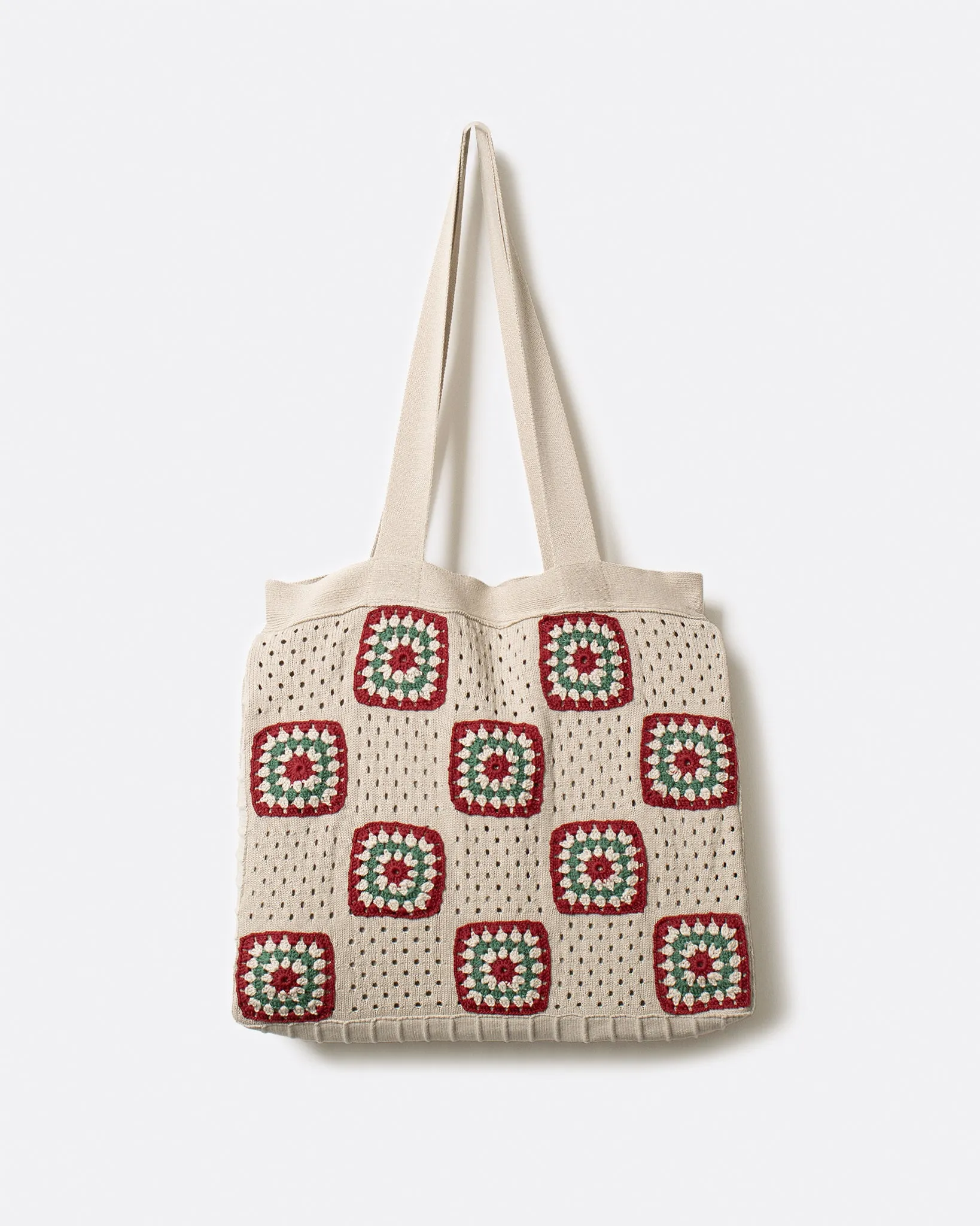 Floral Crochet Tote - Peyote Sand