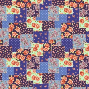 Floral Paisley Patchwork Fabric - Purple