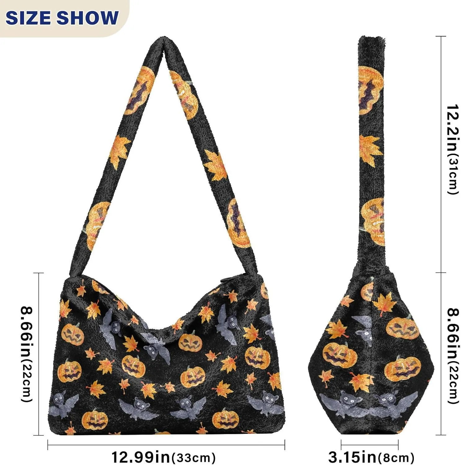 Flowers Colorful Cartoon Womens Shoulder Bags, Shoulder Tote Bag with Zipper, Autumn Handbags