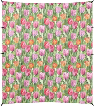 Flowers Washpainting Beach Cabana Tent UPF50 Easy Setup Portable Sun Shelter Includes Sand Shovel, Sandbags, Stability Poles for Camping, Fishing, Backyard Fun