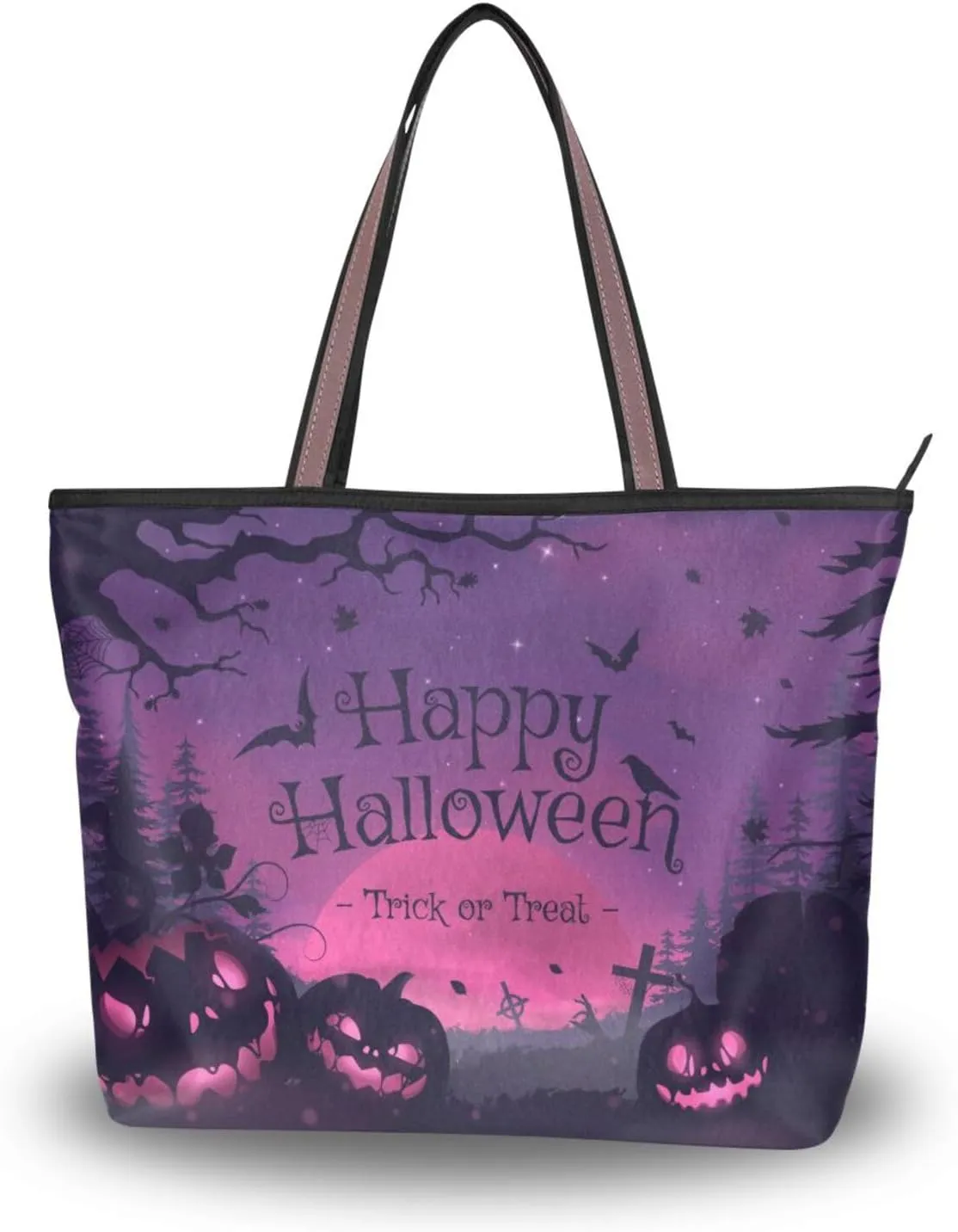 Fog-clouds-pumpkins-print2 Tote Bags Handbags For Women Fashion Shoulder Bags