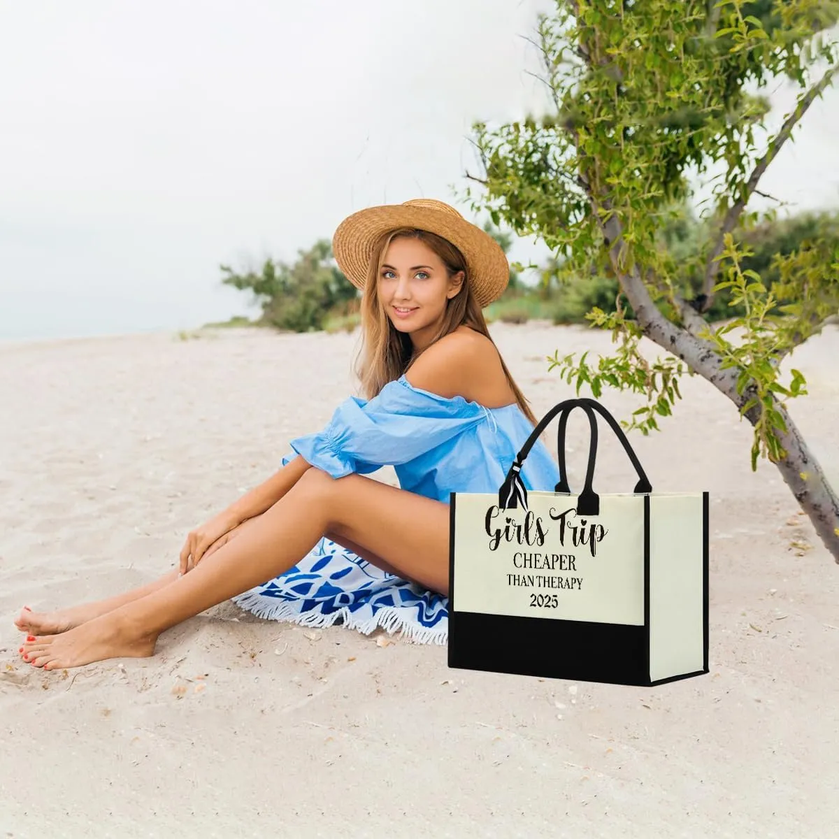 Fokongna Girls Trip Beach Bag Mimi Gigi Granny Nana Mama Abuela Nanny Housewarming Gifts Women Reusable Canvas Tote Bag