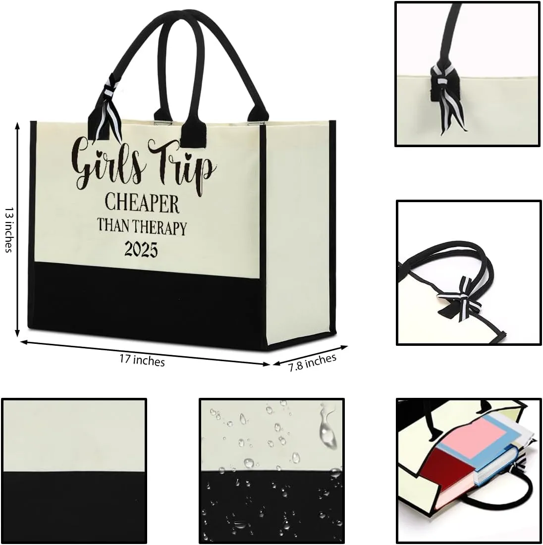 Fokongna Girls Trip Beach Bag Mimi Gigi Granny Nana Mama Abuela Nanny Housewarming Gifts Women Reusable Canvas Tote Bag