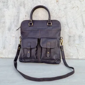 Foldover Women's Leather Tote Bag