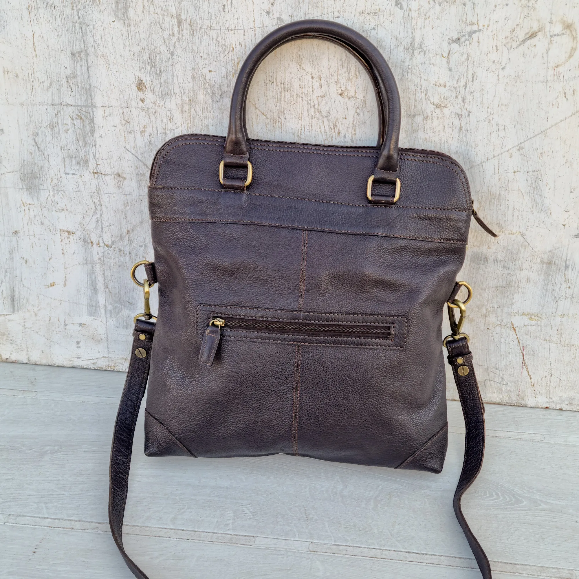 Foldover Women's Leather Tote Bag