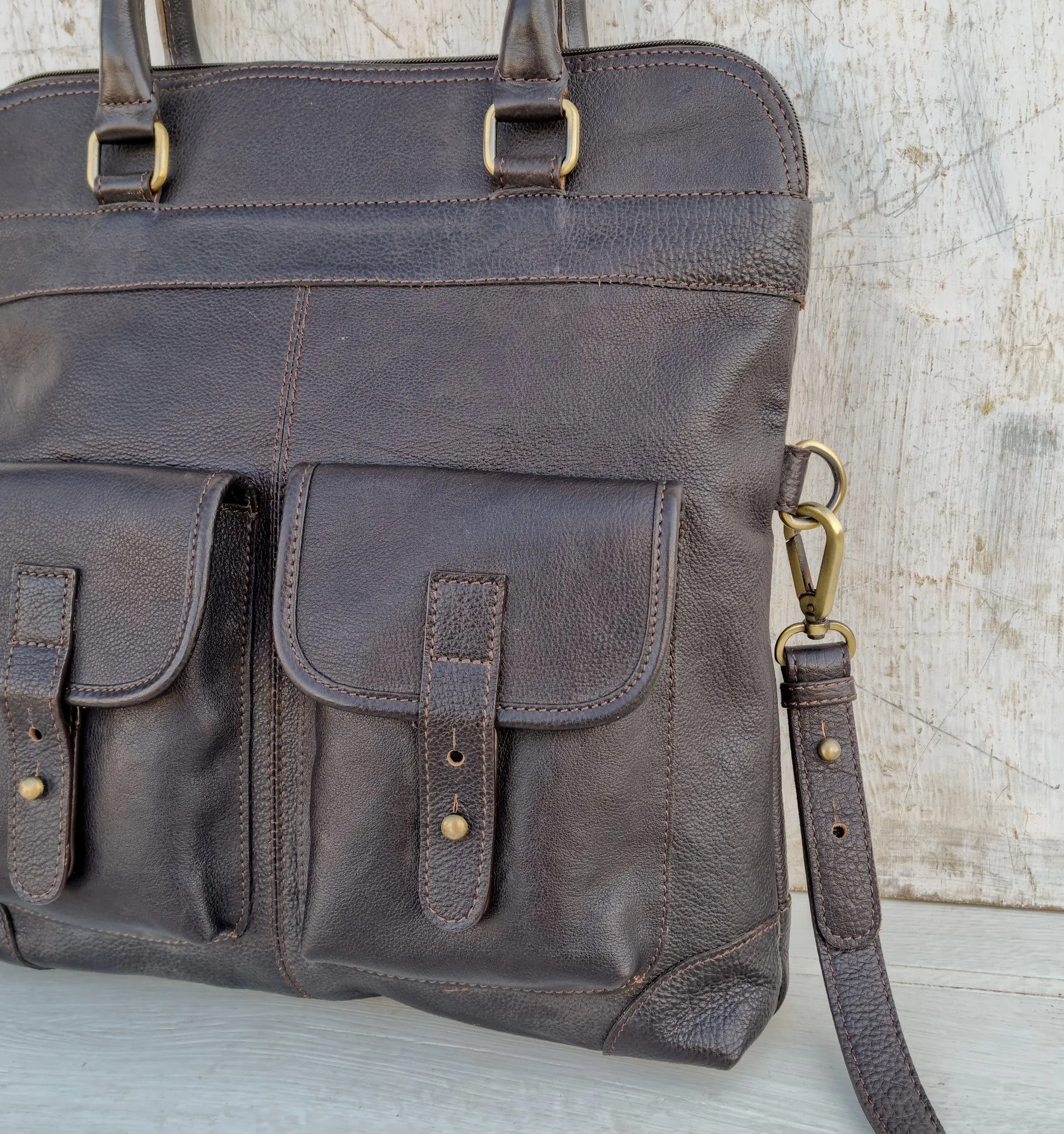 Foldover Women's Leather Tote Bag