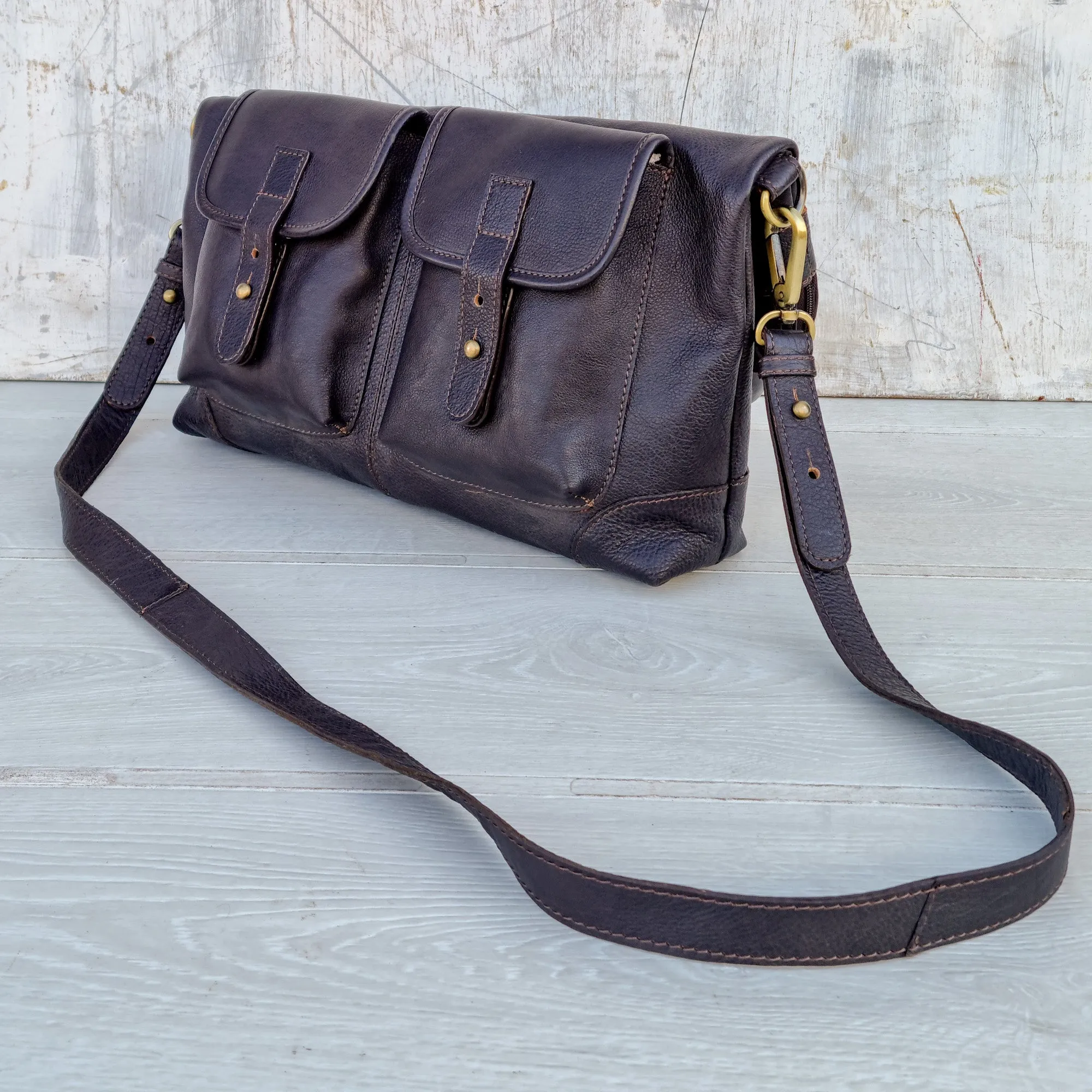 Foldover Women's Leather Tote Bag