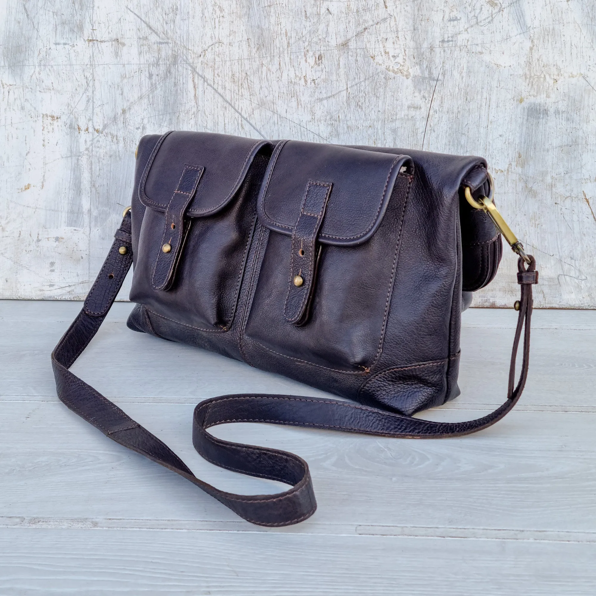 Foldover Women's Leather Tote Bag