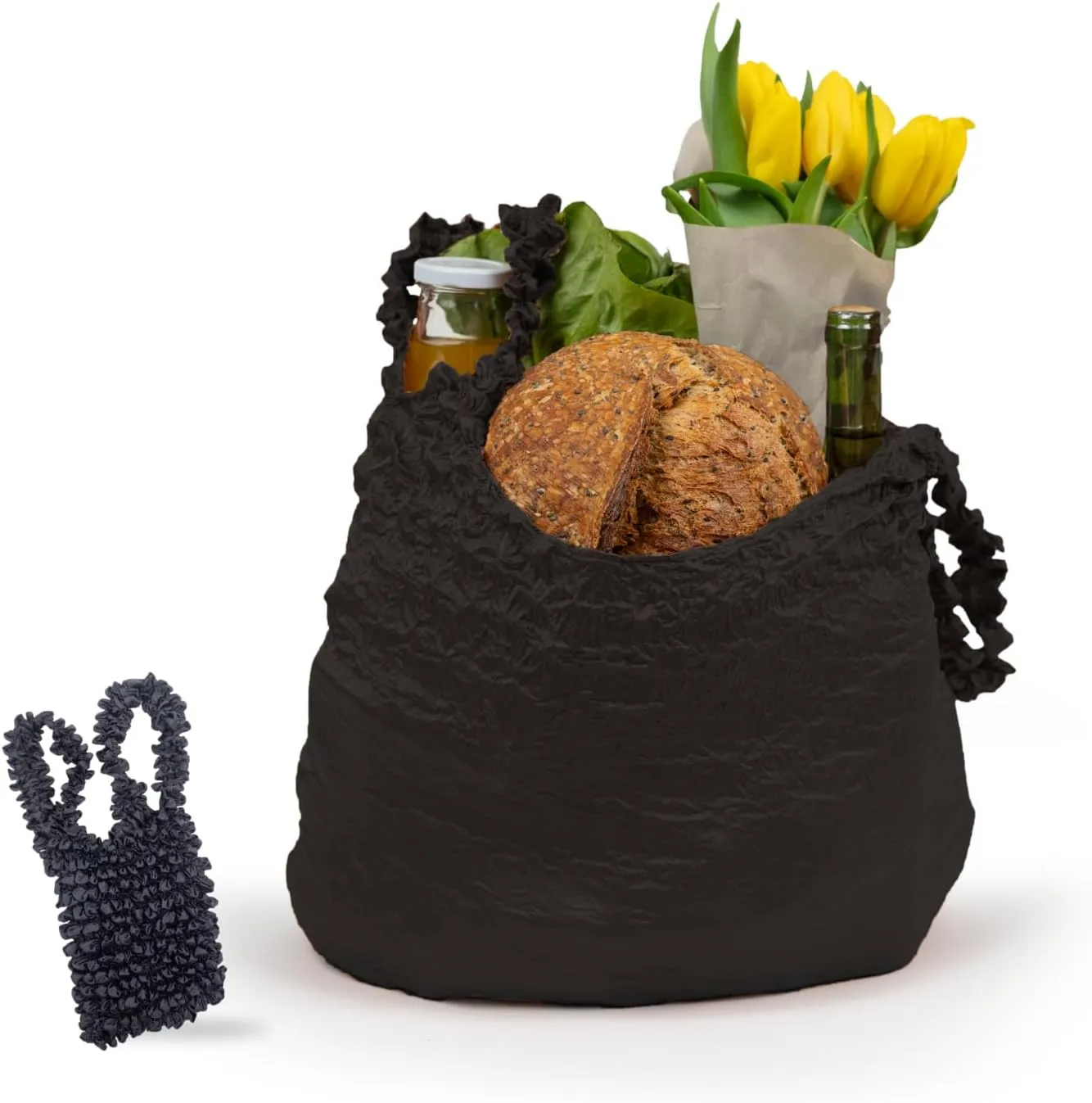 Food Huggers Reusable Grocery Bags Tote Bag | Tiny Pocket-Friendly Mini Tote Bag | Expands for Huge Capacity