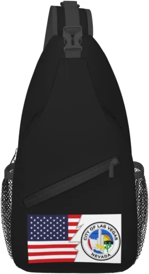 Former Flag Of Las Vegas, Nevada (1968) And America Crossbody Bags For Women Men Chest Backpack Gym Shoulder Bag Travel Outdoor Sports Casual Crossbody Bags