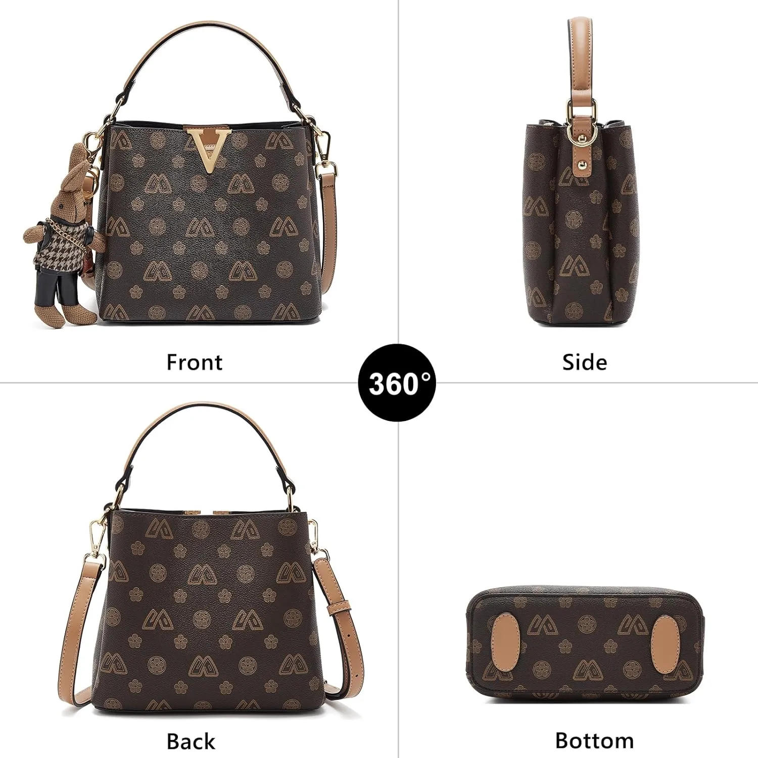 FOXLOVER PVC Crossbody Bags for Women Doll Hanging Decoration Small Top-handle Purses Lightweight
