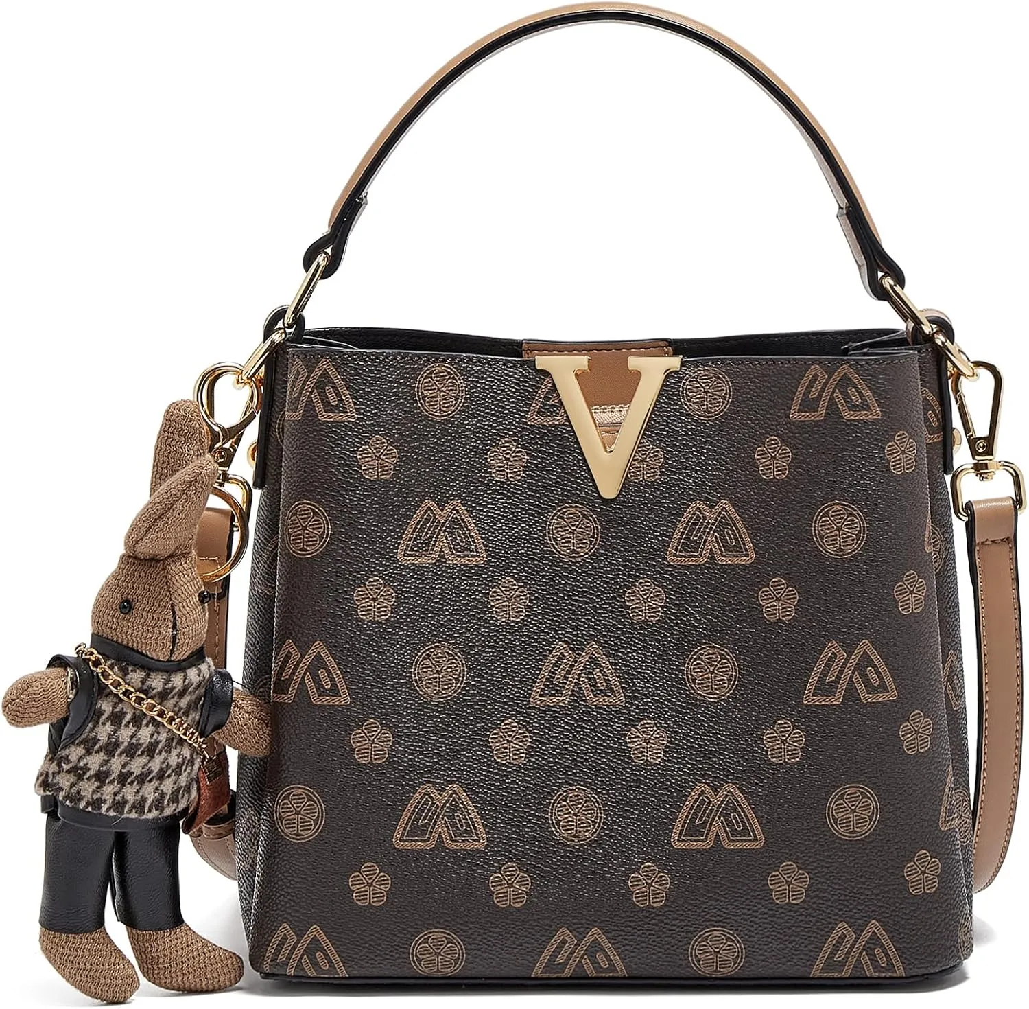 FOXLOVER PVC Crossbody Bags for Women Doll Hanging Decoration Small Top-handle Purses Lightweight