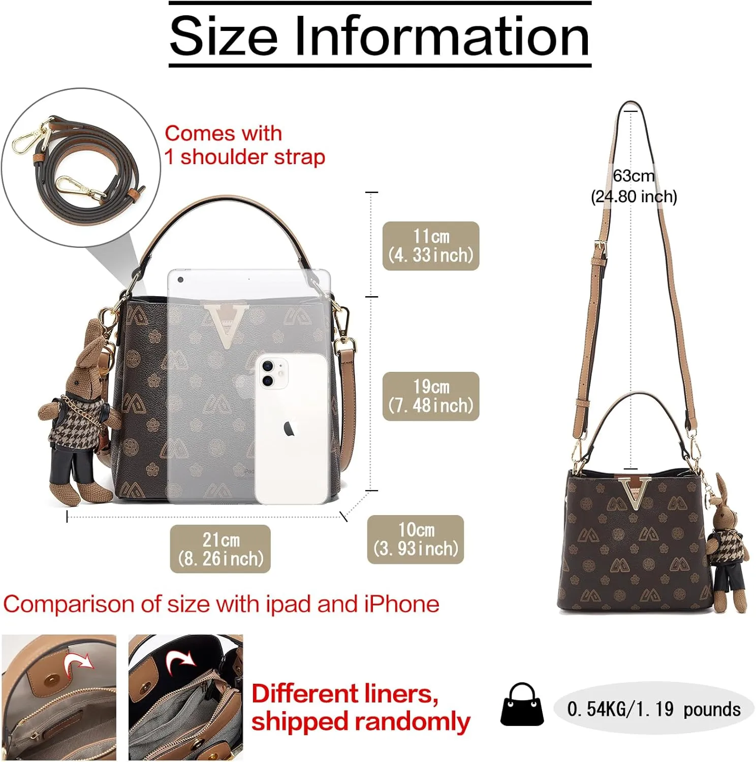 FOXLOVER PVC Crossbody Bags for Women Doll Hanging Decoration Small Top-handle Purses Lightweight