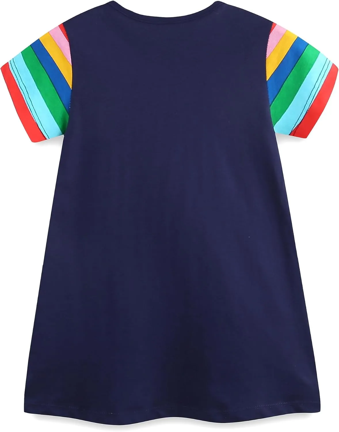 FreeLu Toddler Girls Striped Summer Dress Cartoon Appliques Dresses Girls Cotton Casual Clothing 2-7Y