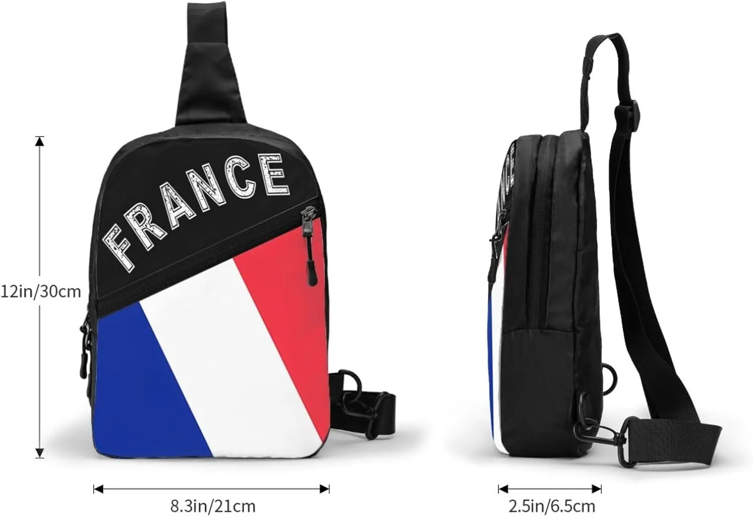 French Flag Packable Crossbody Bag Portable Sling Bags Foldable Travel Daypack Reusable Sports Shoulder Backpack Diagonally Chest Bag for Workout