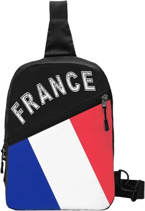 French Flag Packable Crossbody Bag Portable Sling Bags Foldable Travel Daypack Reusable Sports Shoulder Backpack Diagonally Chest Bag for Workout