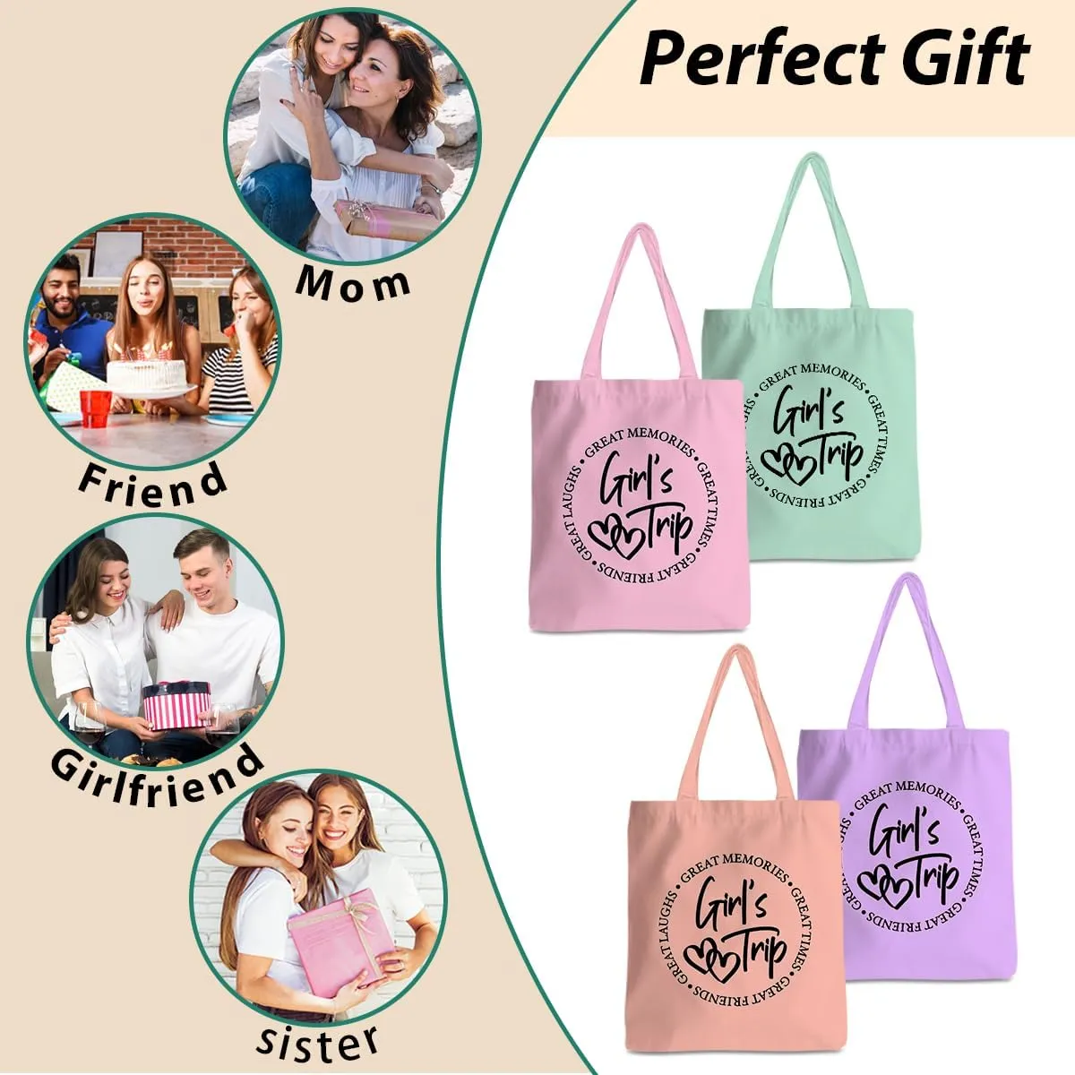Friend Trip Gifts Favors 2025, Sister Weekend Gifts Tote Bag Goodie Gifts, Bestie Gifts Vacation Weekend Bag Friendship Gifts