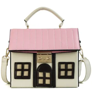 Funny Cute Cartoon House Design Pu Leather Handbag