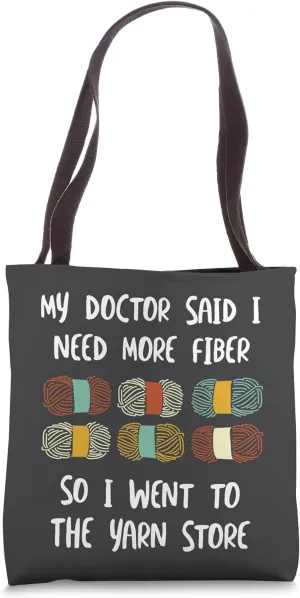 Funny Fiber Knitting Joke Yarn Crochet Tote Bag