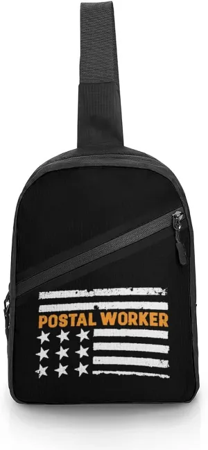 FunnyStar Post Office Postal Worker American Flag Sling Backpack Chest Bag Crossbody Shoulder Bags Daypack For Casual Travel Hiking Sports