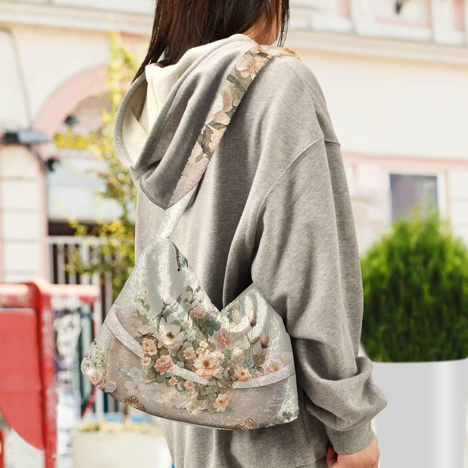 GAIGEO Cat Cartoon on Blue Black Ladies Shoulder Bag, Shoulder Purse with Zipper, Womens Outdoor Bag