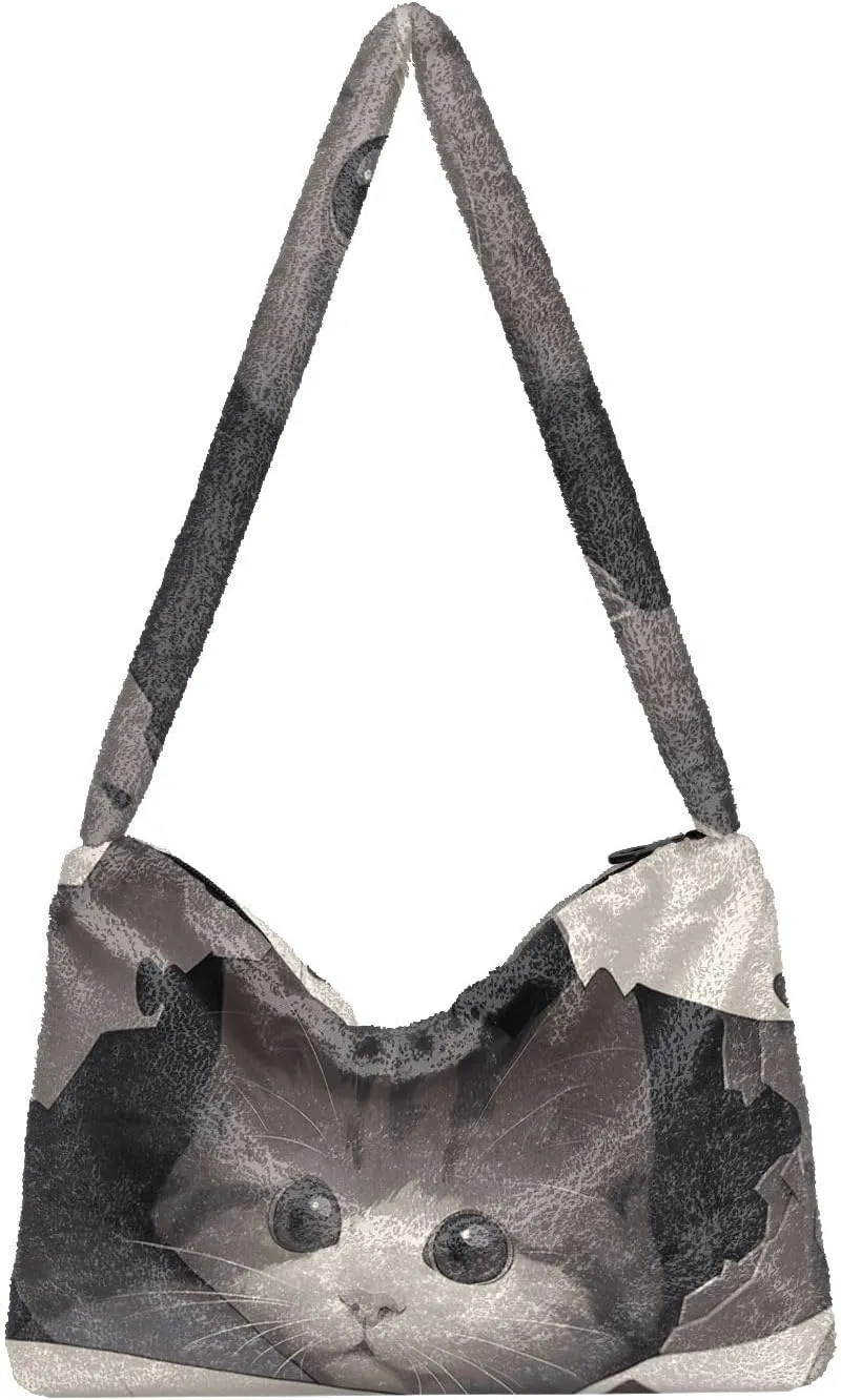 GAIGEO Cute Cat Behind Broken Wall Women's Bag, Crossbody Bookbag for Women, Womens Outdoor Bag