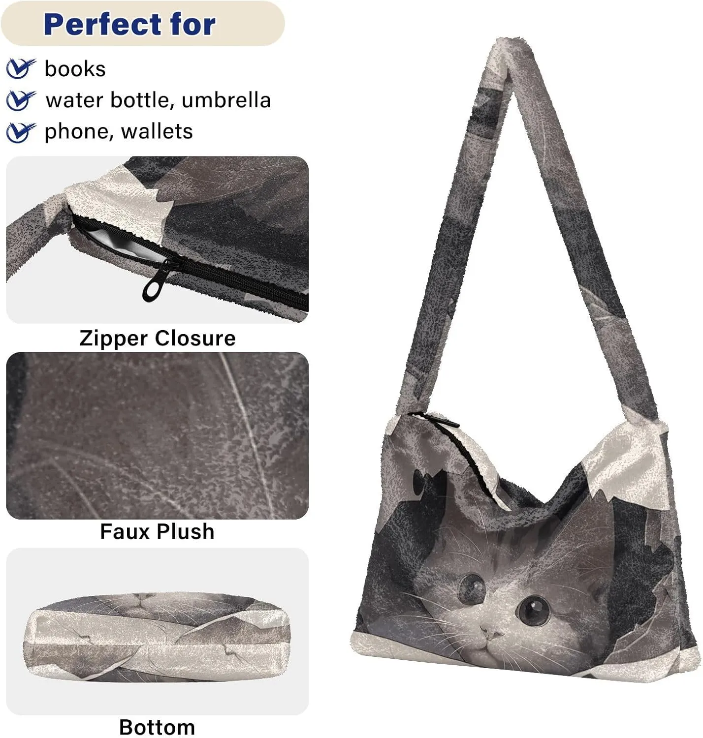 GAIGEO Cute Cat Behind Broken Wall Women's Bag, Crossbody Bookbag for Women, Womens Outdoor Bag