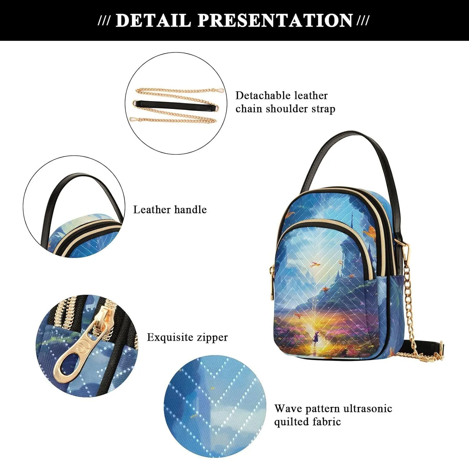 GAIGEO Fantasy World Flower Sea Purses for Women Crossbody Bag Small, Women's Crossbody Handbags Small, Shoulder Bags