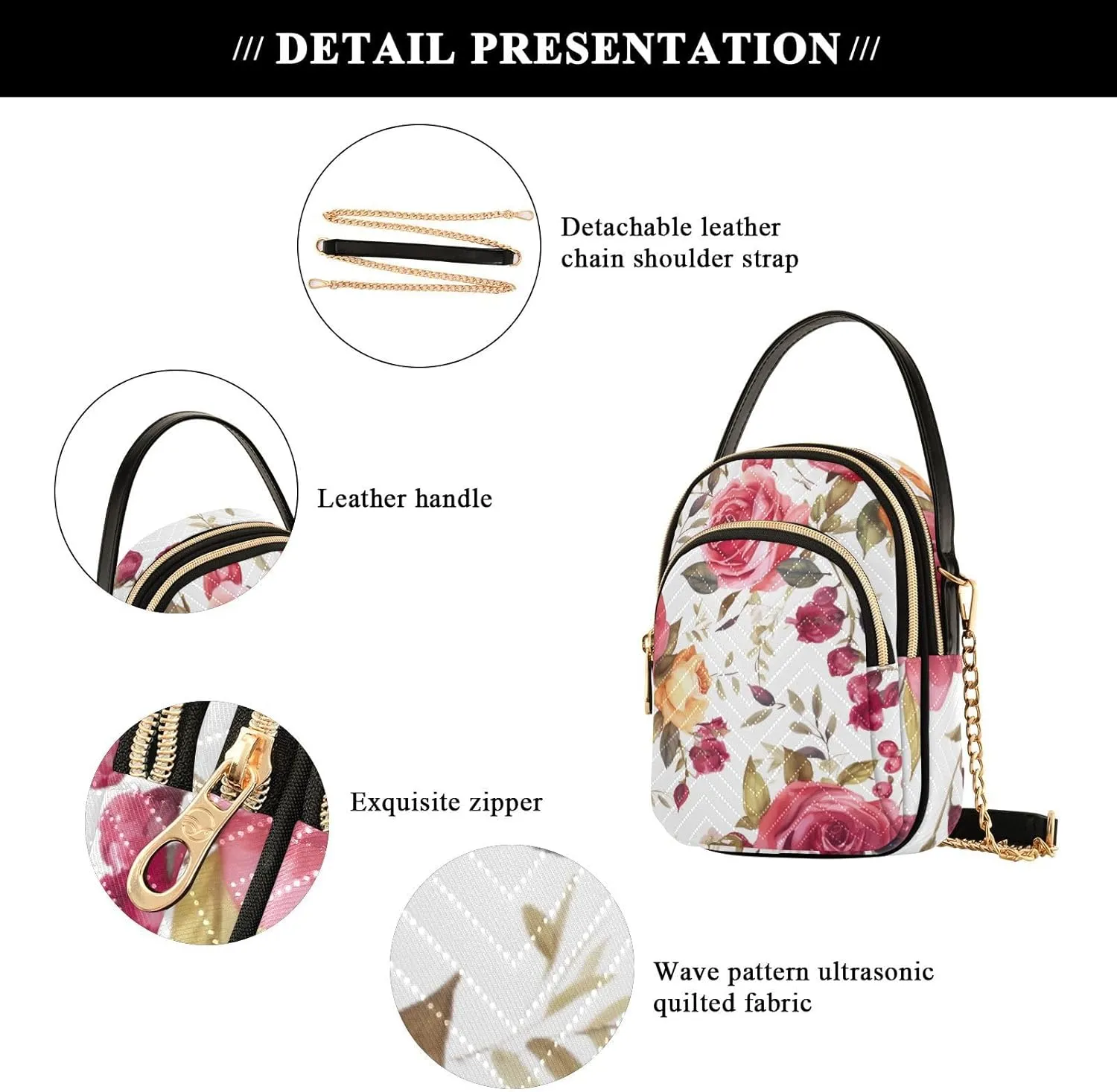GAIGEO Strawberries and Flowers Women s Crossbody Handbags, Fashionable Crossbody Bags Shoulder Purse Crossbody